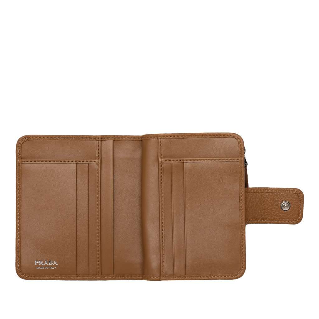 Prada Vitello Daino Compact Wallet Brown Leather Very good condition - Model View