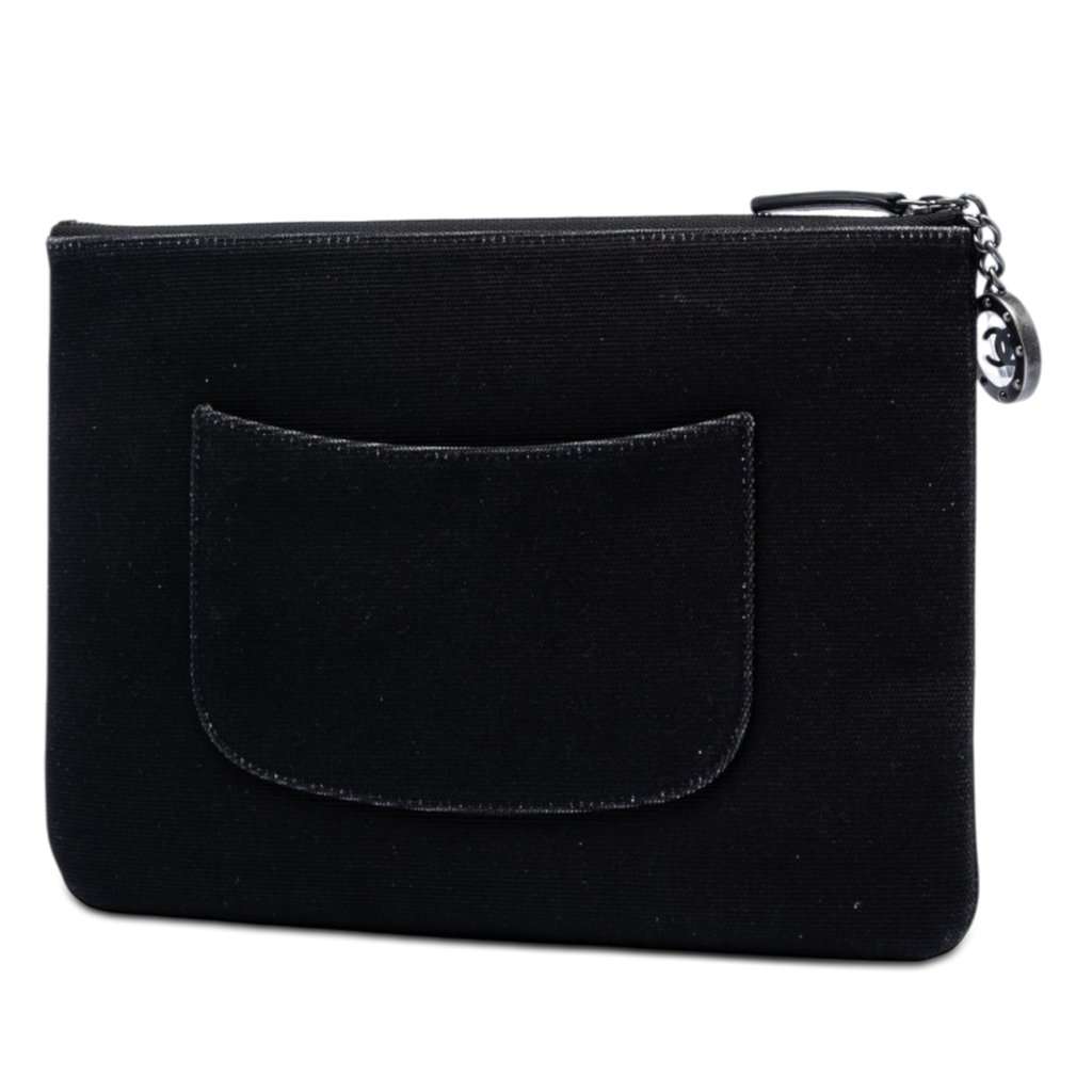 Chanel Medium Canvas La Pausa Zip O Case Clutch Black Very good condition - Back View
