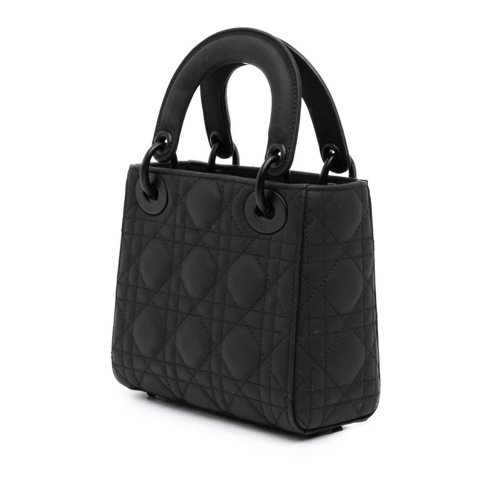 Dior Mini Ultra Matte Calfskin Cannage Lady Dior Black Leather Very good - Back View