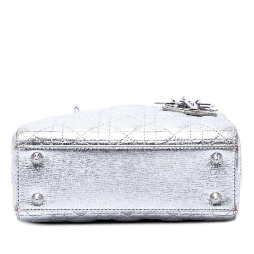 Dior Small Metallic Grained Calfskin Cannage My ABCDior Lady Dior Silver Leather Very good - Inside View