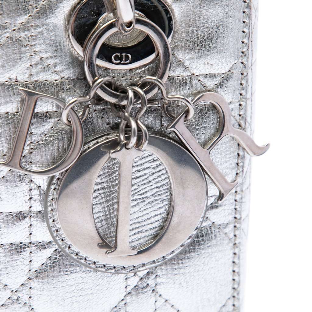 Dior Small Metallic Grained Calfskin Cannage My ABCDior Lady Dior Silver Leather Very good - Box View