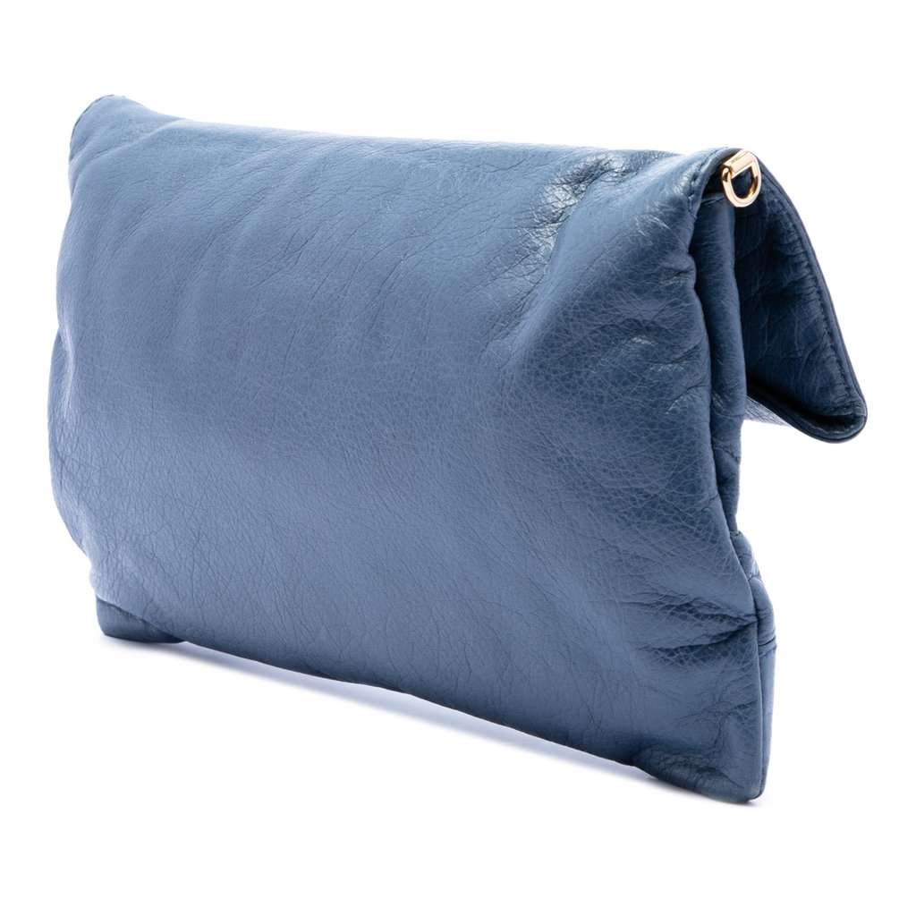 Balenciaga Lambskin Motocross Giant 12 Envelope Clutch With Strap Blue Leather Very good condition - Back View