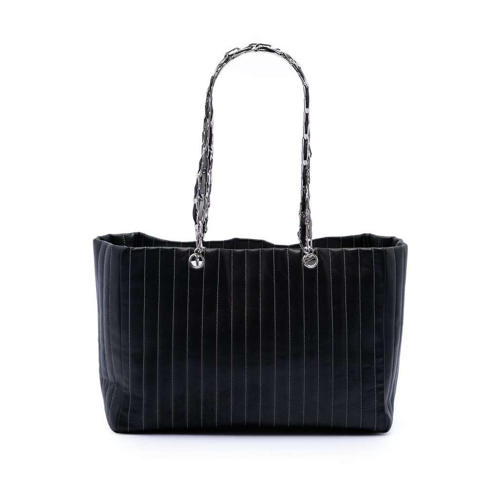 Chanel Large Lambskin Vertical Quilted Mademoiselle Tote Black Leather Very good condition - Front View