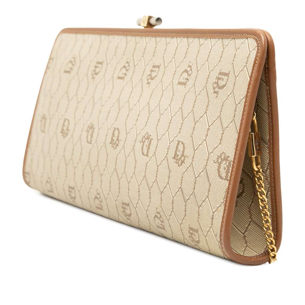 Dior Honeycomb Coated Canvas Chain Crossbody Beige Very good - Back View
