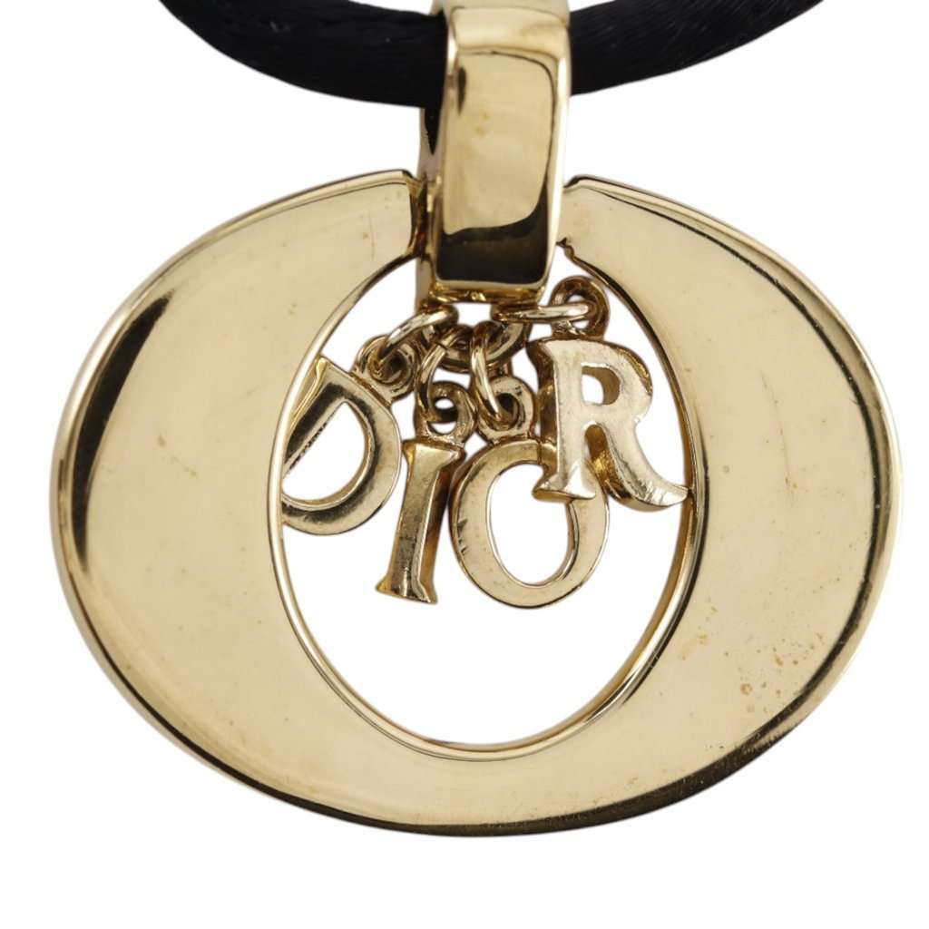 Dior Convertible Gold Plated Logo Oval Pendant Necklace Gold Metal Very good condition - Model View