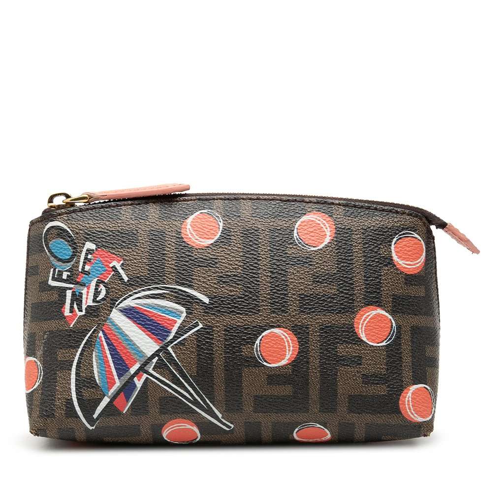 Fendi Zucca Coated Canvas Ballerina Pouch Brown Very good condition - Front View