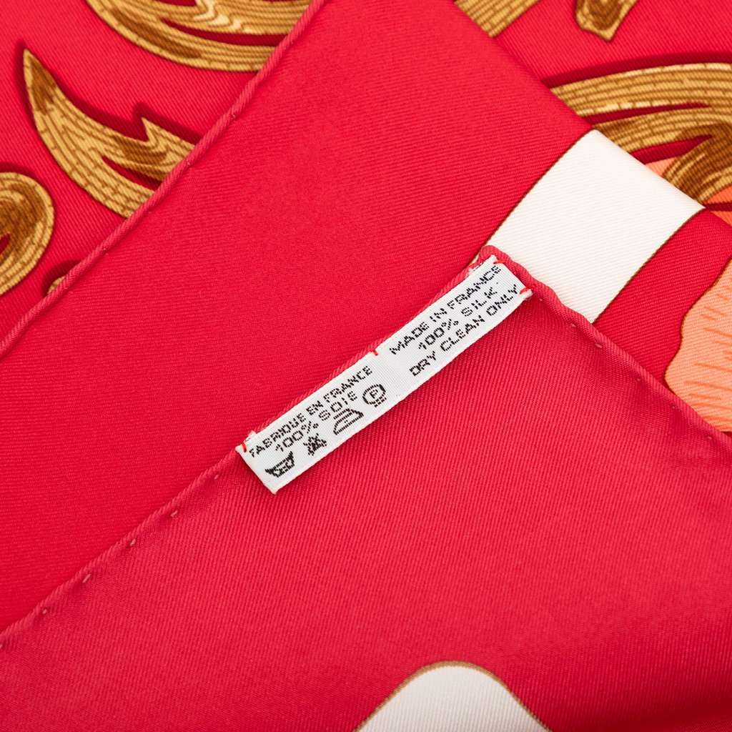 Hermès Cheval Turc Silk Scarf 90 Red Very good condition - Back View