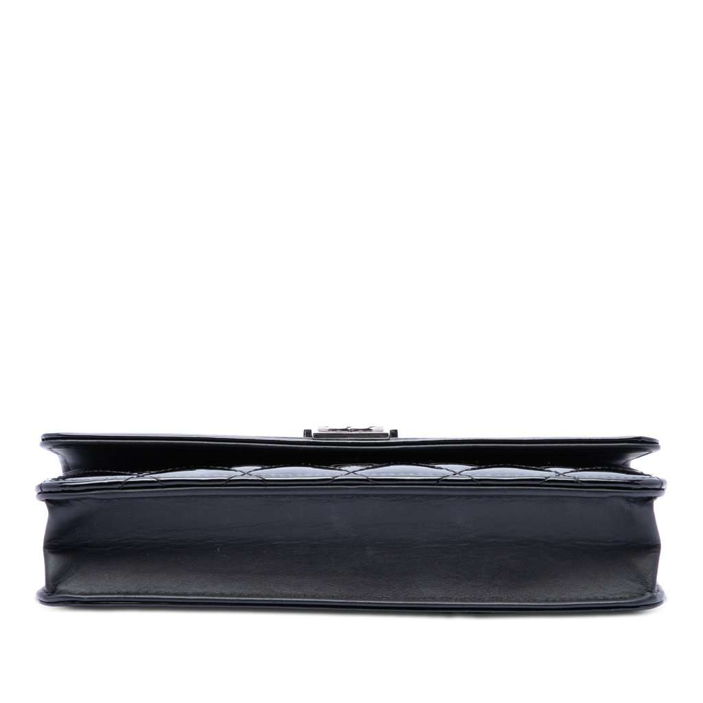 Chanel Quilted Patent Boy Wallet on Chain Black Leather Very good - Inside View