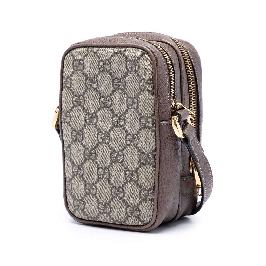 Gucci GG Supreme Web Ophidia Double Zip Crossbody Beige Very good condition - Back View