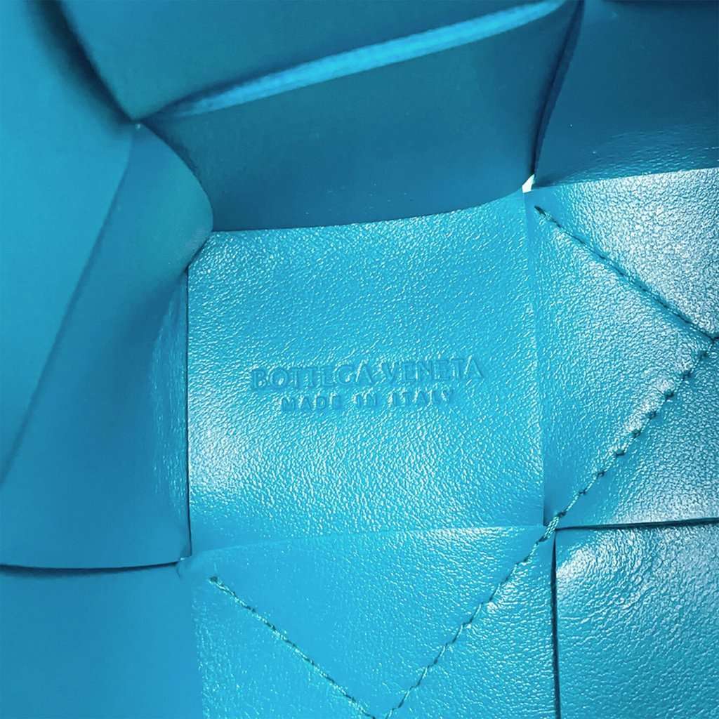 Bottega Veneta Mini Nappa Maxi Intrecciato Cassette Bucket Bag Blue Leather Very good - Box View