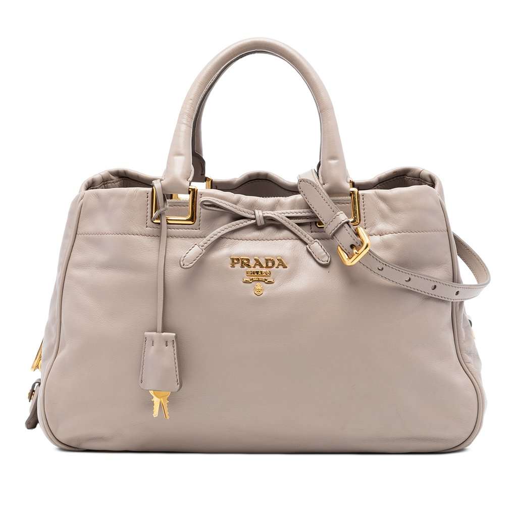 Prada Vitello Bow Satchel Beige Leather Very good condition - Front View