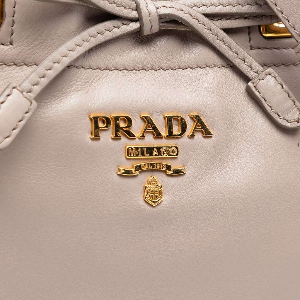 Prada Vitello Bow Satchel Beige Leather Very good condition - Box View