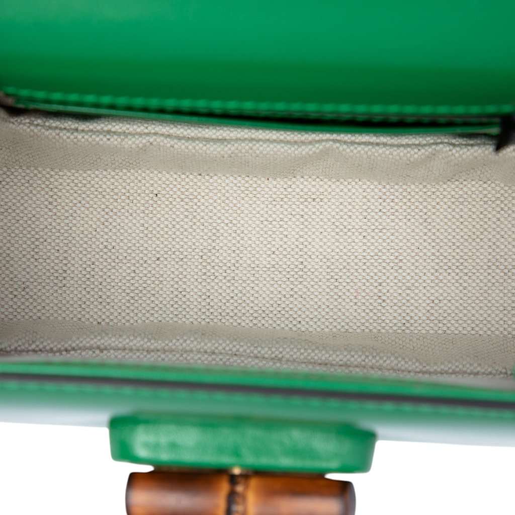 Gucci Mini Calfskin 1947 Bamboo Top Handle Bag Green Leather Very good condition - Model View