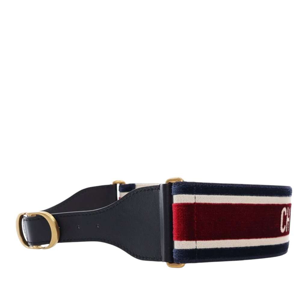 Dior Leather and Embroidered Canvas Wide Belt Black Leather Very good condition - Back View