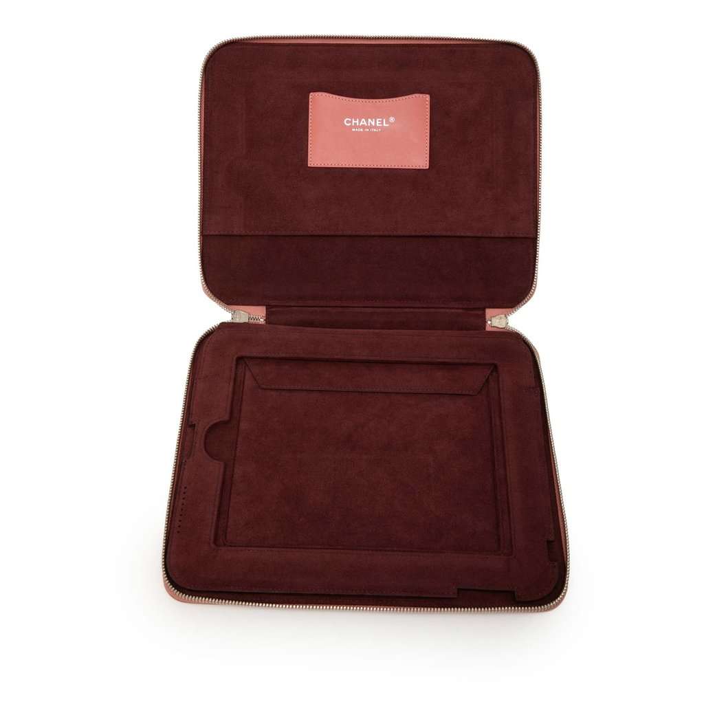 Chanel Embossed Lambskin Lucky Symbols iPad Case Pink Leather Very good - Model View