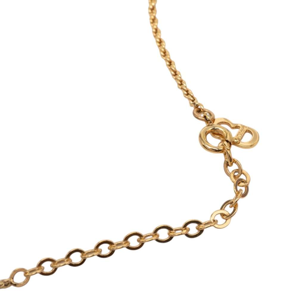 Dior Gold Plated Strass CD Logo Oval Pendant Necklace Gold Metal Very good condition - Inside View