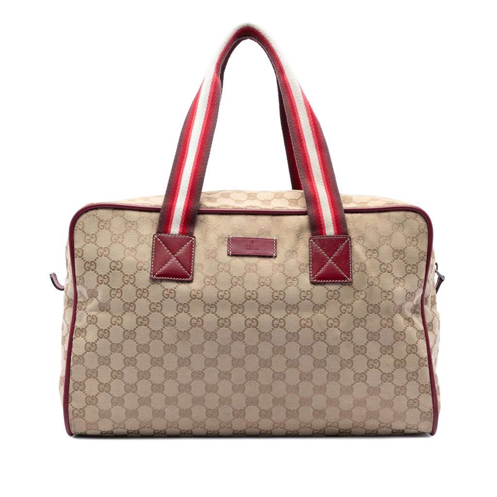 Gucci GG Canvas Web Travel Bag Beige Very good - Front View