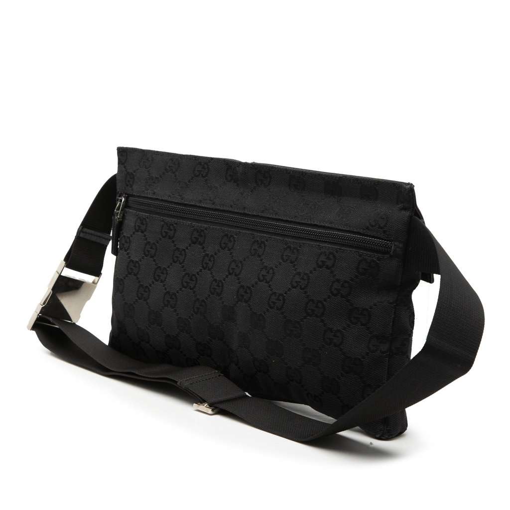 Gucci GG Canvas Double Pocket Belt Bag Black Very good condition - Back View