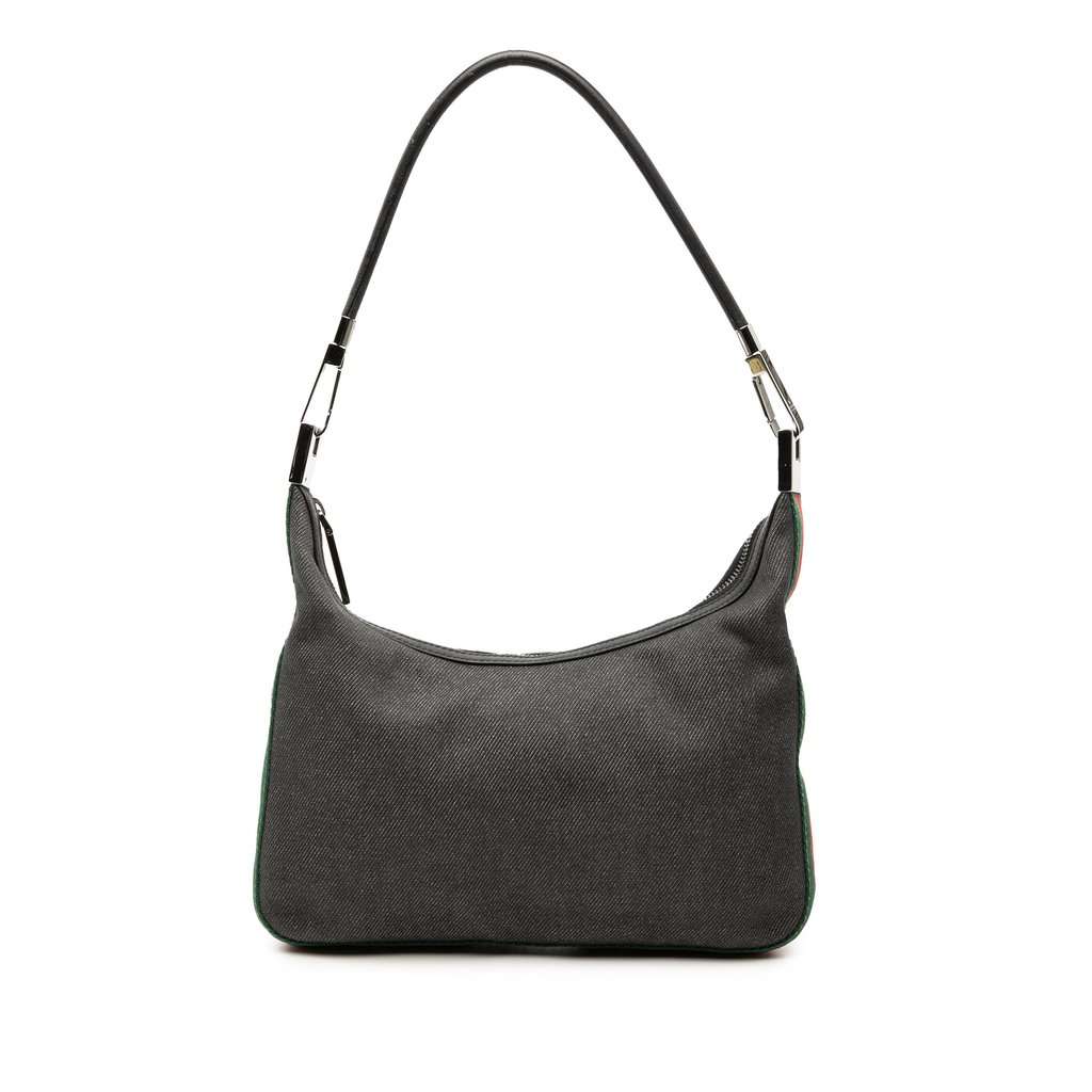 Gucci Denim Web Shoulder Bag Black Very good condition - Front View