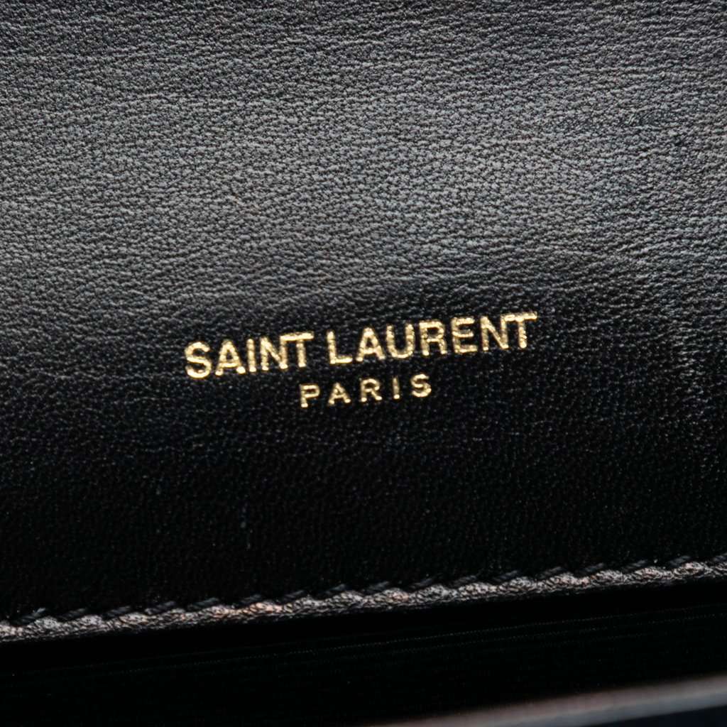 Saint Laurent Small Glitter Patent Kate Crossbody Blue Leather Very good - Box View