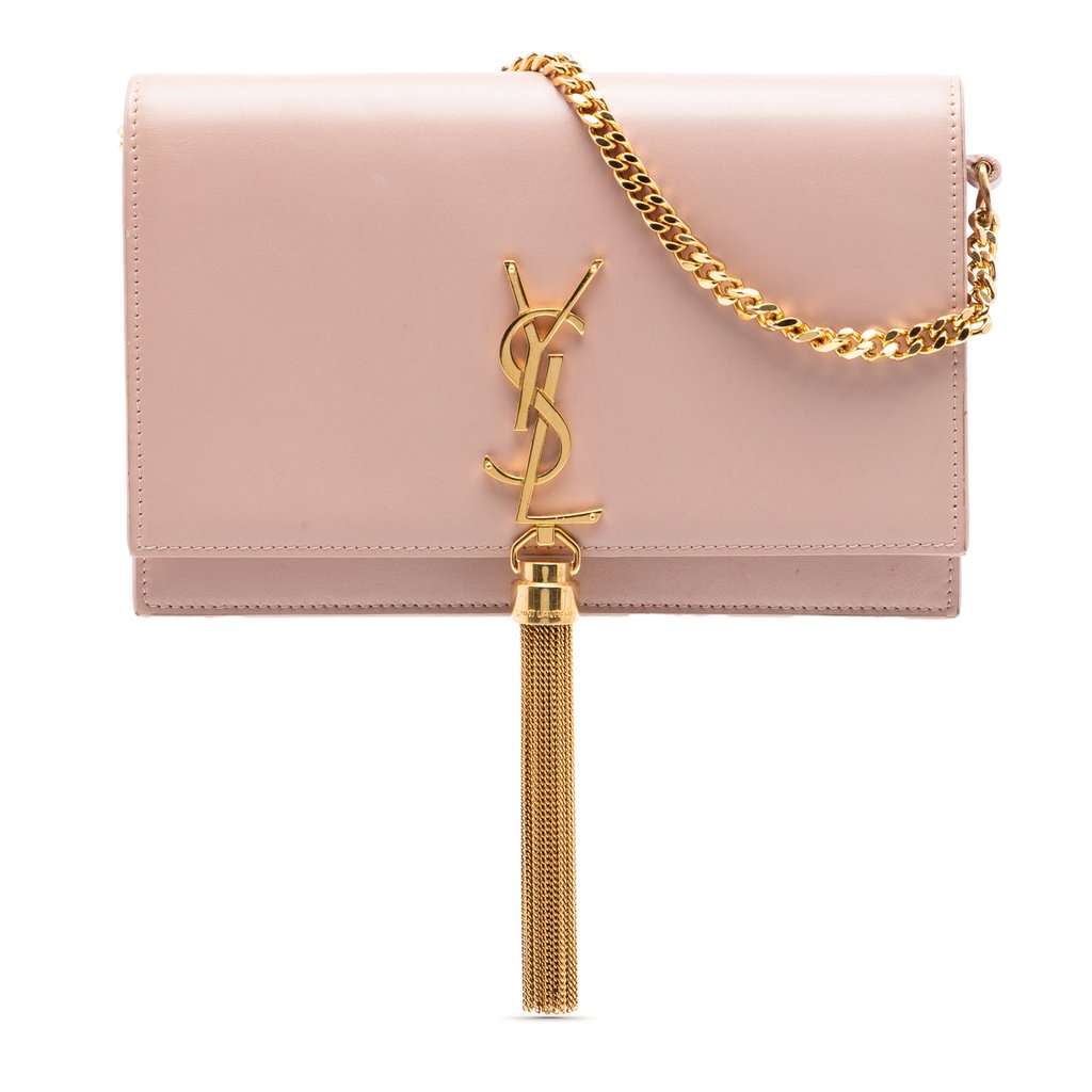 Saint Laurent Smooth Calfskin Monogram Kate Tassel Wallet on Chain Pink Leather Very good condition - Front View