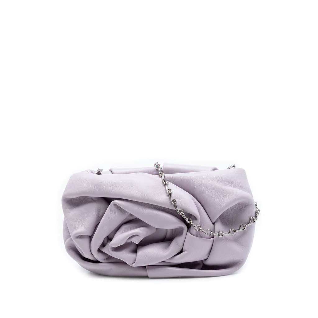 Burberry Lambskin Rose Chain Clutch Purple Leather Very good condition - Front View