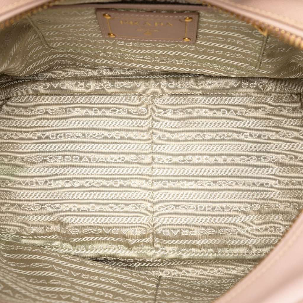 Prada Small Saffiano Square Bauletto Satchel Pink Leather Very good - Model View