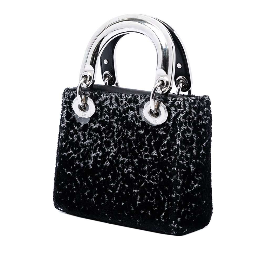 Dior Mini Fabric Lame Lady Dior Black Very good condition - Back View