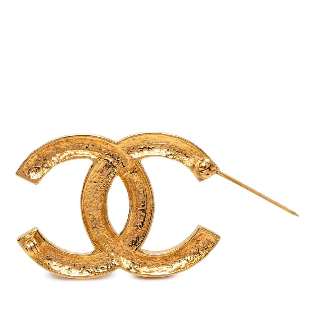 Chanel CC Gold Plated Strass Brooch Gold Metal Very good condition - Inside View