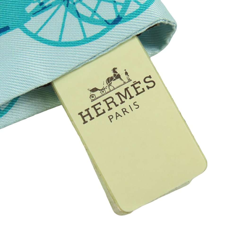 Hermès Rayons X Carriage Silk Twilly Scarf Blue Very good condition - Inside View