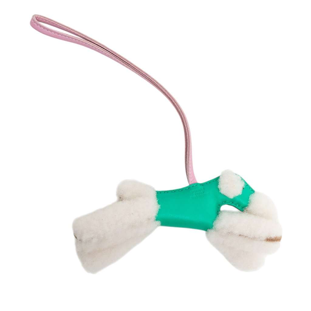 Hermès Milo Lambskin and Wool Budy Bag Charm Green Leather Never worn - Back View