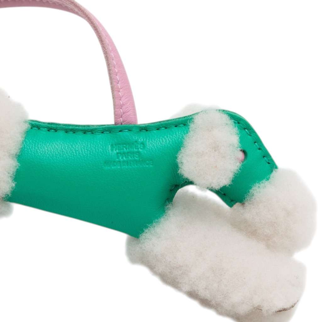 Hermès Milo Lambskin and Wool Budy Bag Charm Green Leather Never worn - Inside View