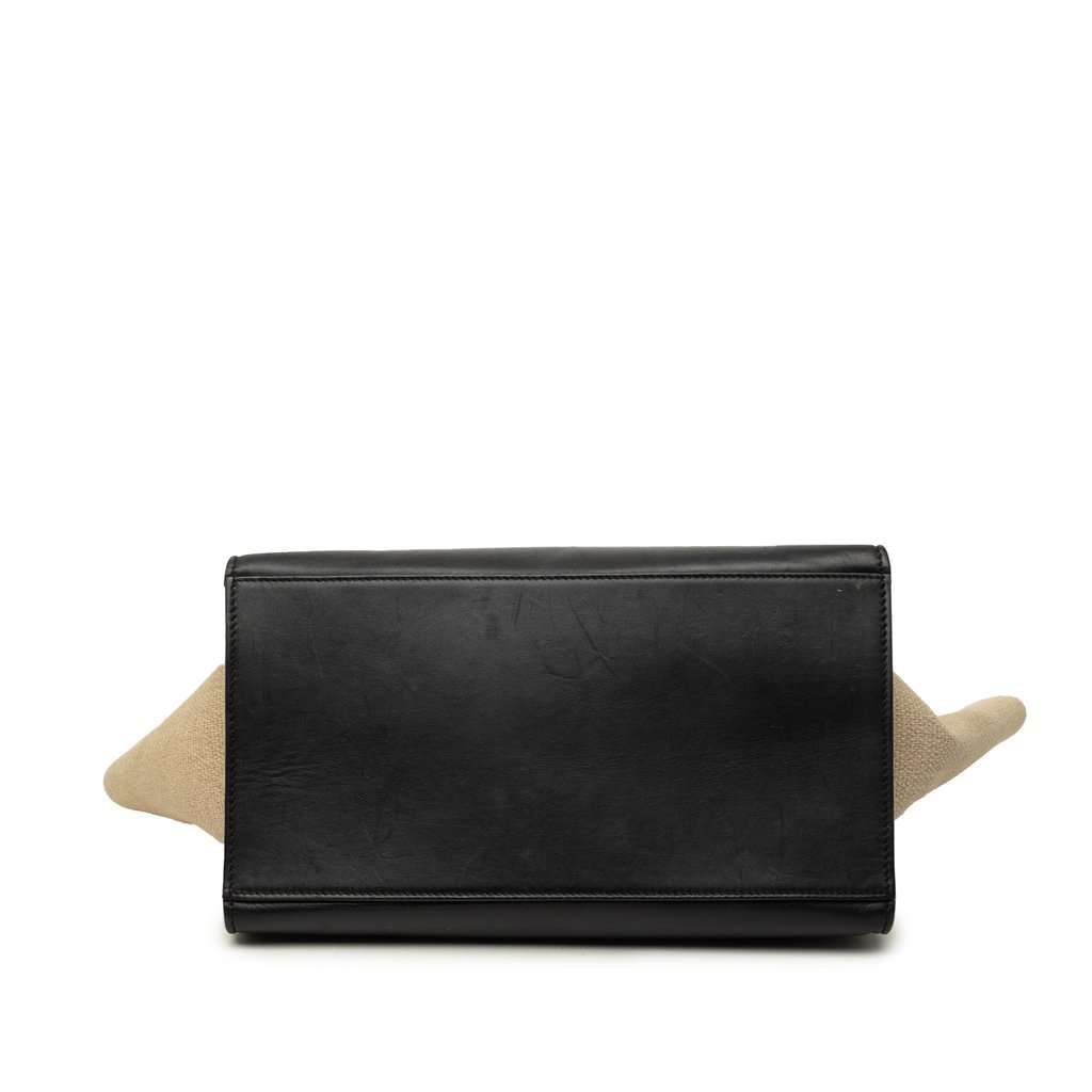 Celine Medium Tricolor Calfskin and Canvas Trapeze Satchel Black Leather Very good - Inside View