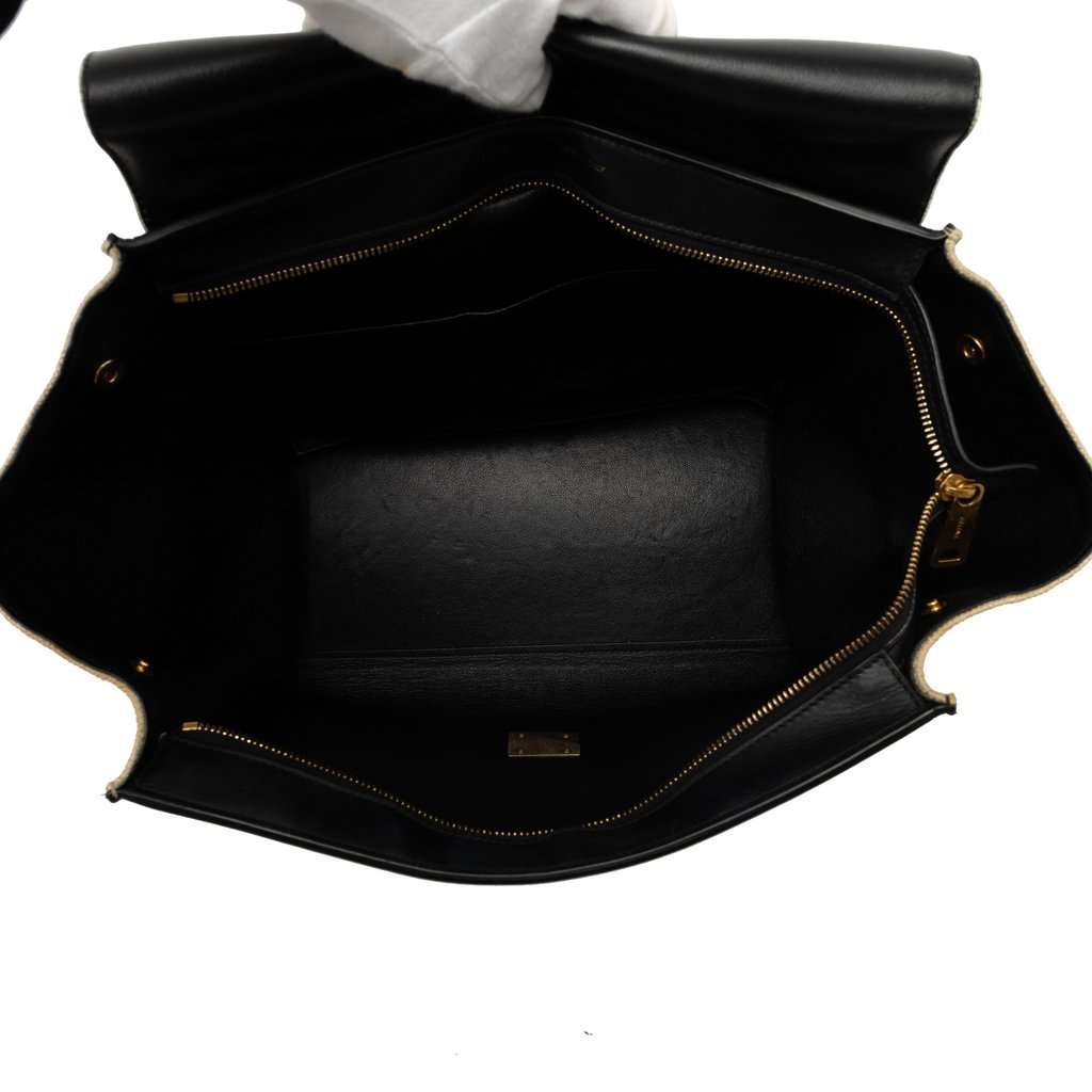 Celine Medium Tricolor Calfskin and Canvas Trapeze Satchel Black Leather Very good - Model View
