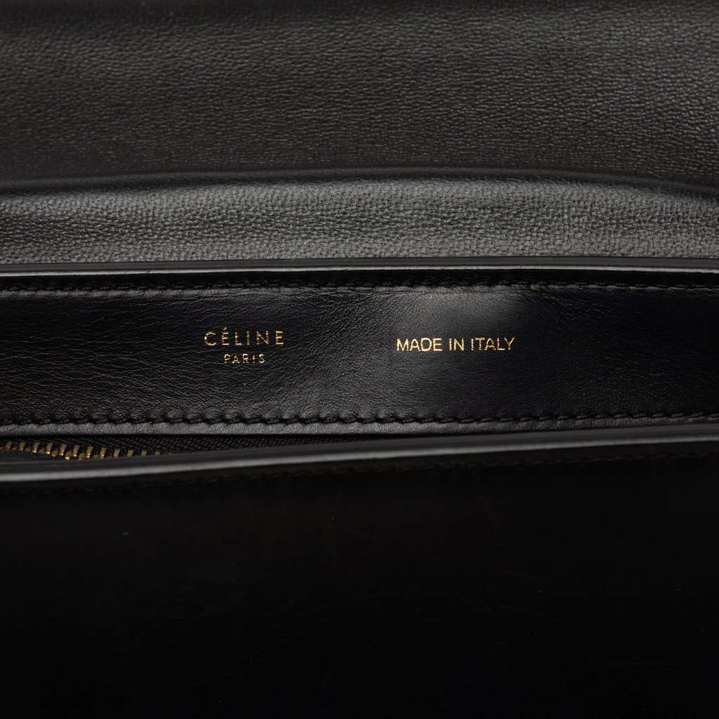 Celine Medium Tricolor Calfskin and Canvas Trapeze Satchel Black Leather Very good - Box View