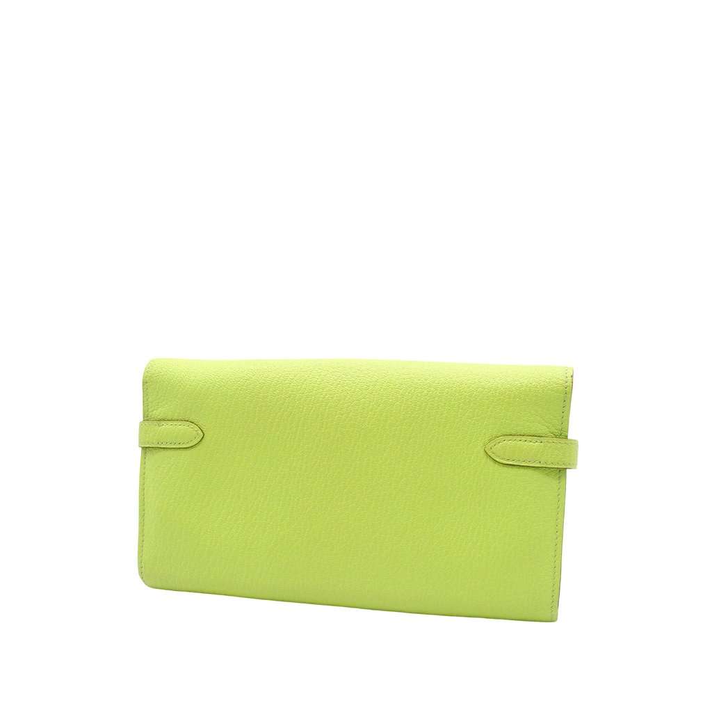 Hermès Chevre Mysore Kelly Longue Wallet Green Leather Very good - Back View
