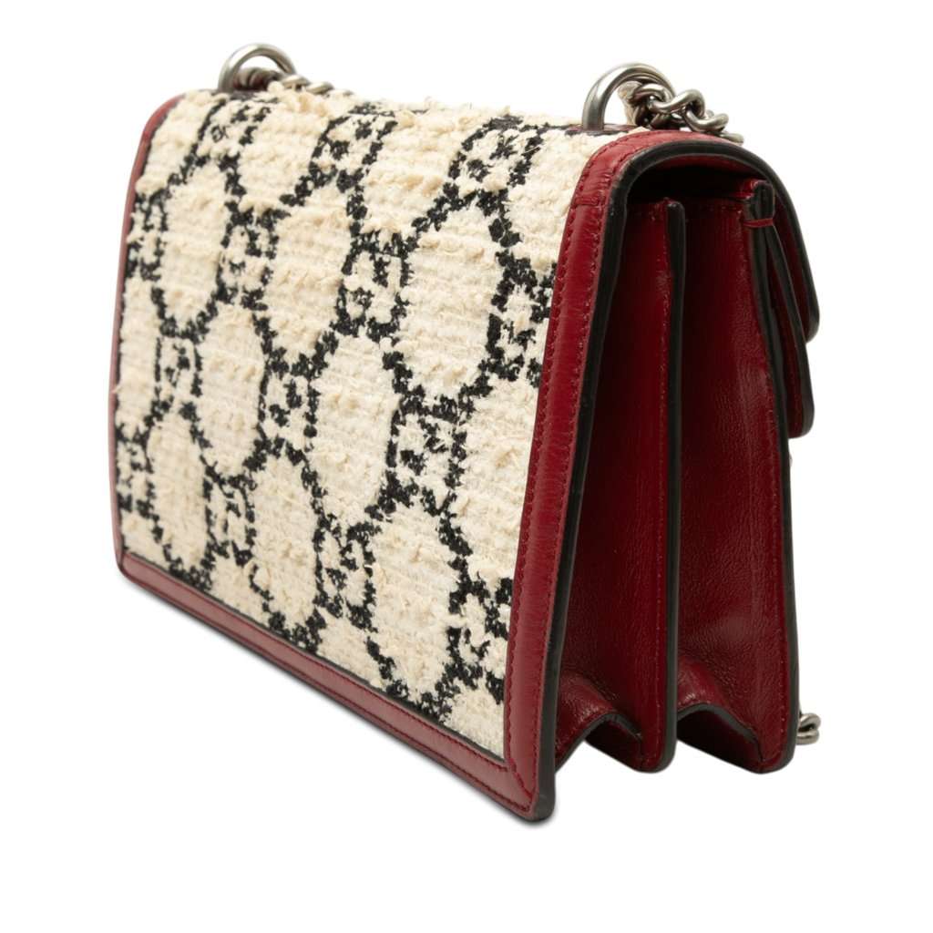 Gucci Medium GG Tweed Dionysus Shoulder Bag Beige Very good - Back View