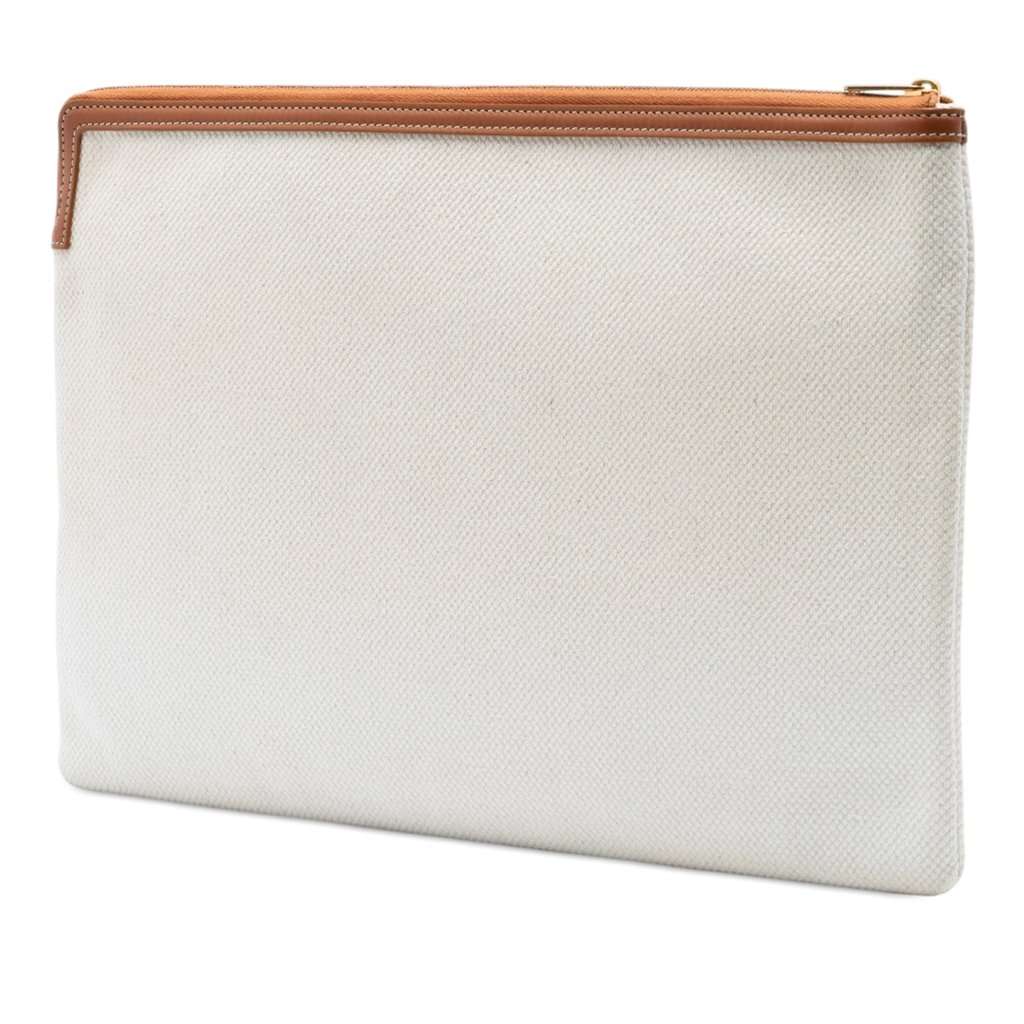 Celine Large Canvas Logo Clutch White Very good - Back View