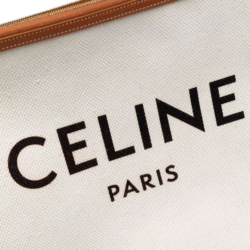 Celine Large Canvas Logo Clutch White Very good - Box View