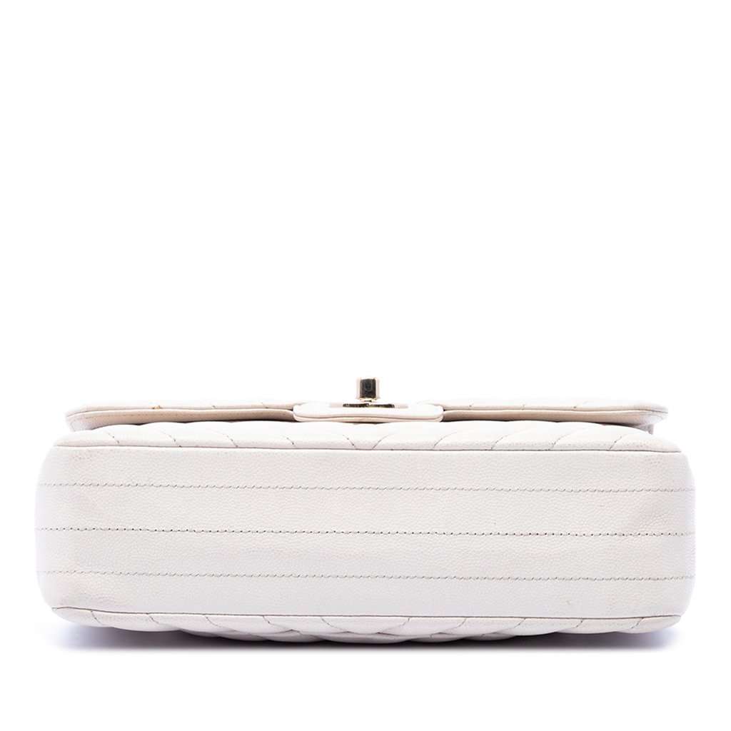 Chanel Small Classic Chevron Caviar Double Flap White Leather Very good - Inside View