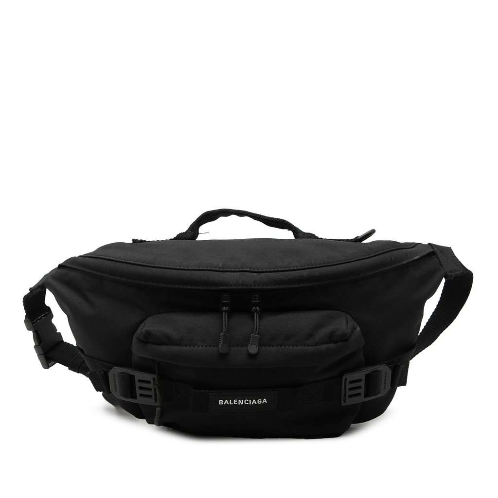 Balenciaga Large Nylon Army Belt Bag Black Very good condition - Front View