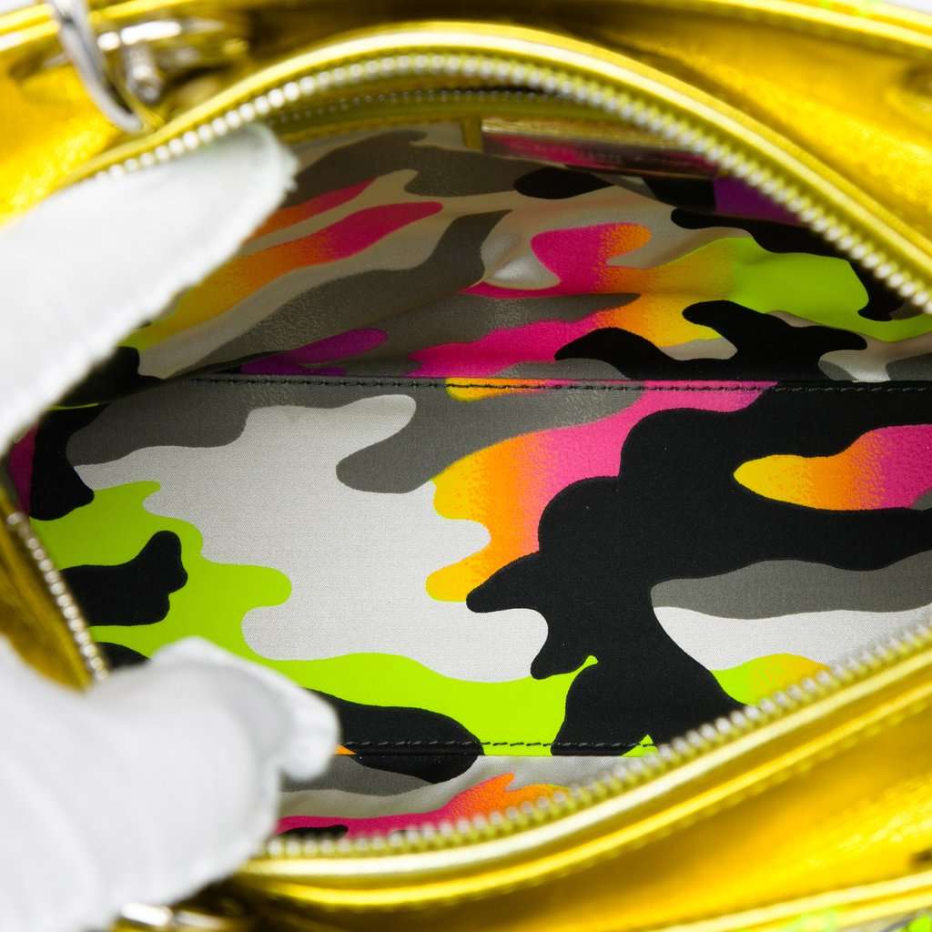 Dior Anselm Reyle Medium Metallic Lambskin Cannage Lady Dior Yellow Leather Very good condition - Model View