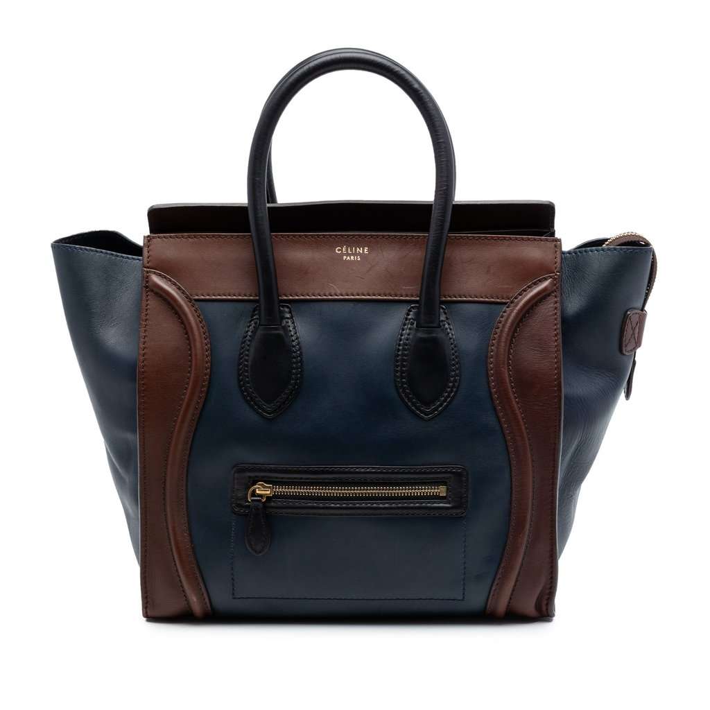 Celine Mini Tricolor Leather Luggage Tote Blue Leather Very good condition - Front View
