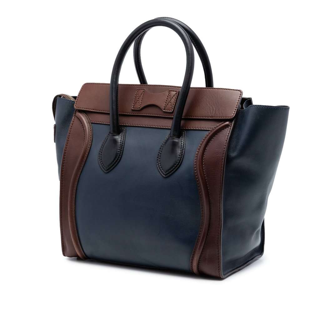 Celine Mini Tricolor Leather Luggage Tote Blue Leather Very good condition - Back View