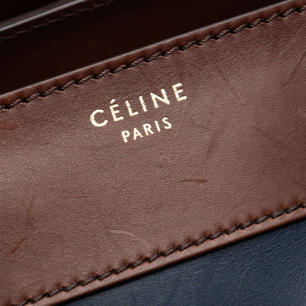Celine Mini Tricolor Leather Luggage Tote Blue Leather Very good condition - Box View