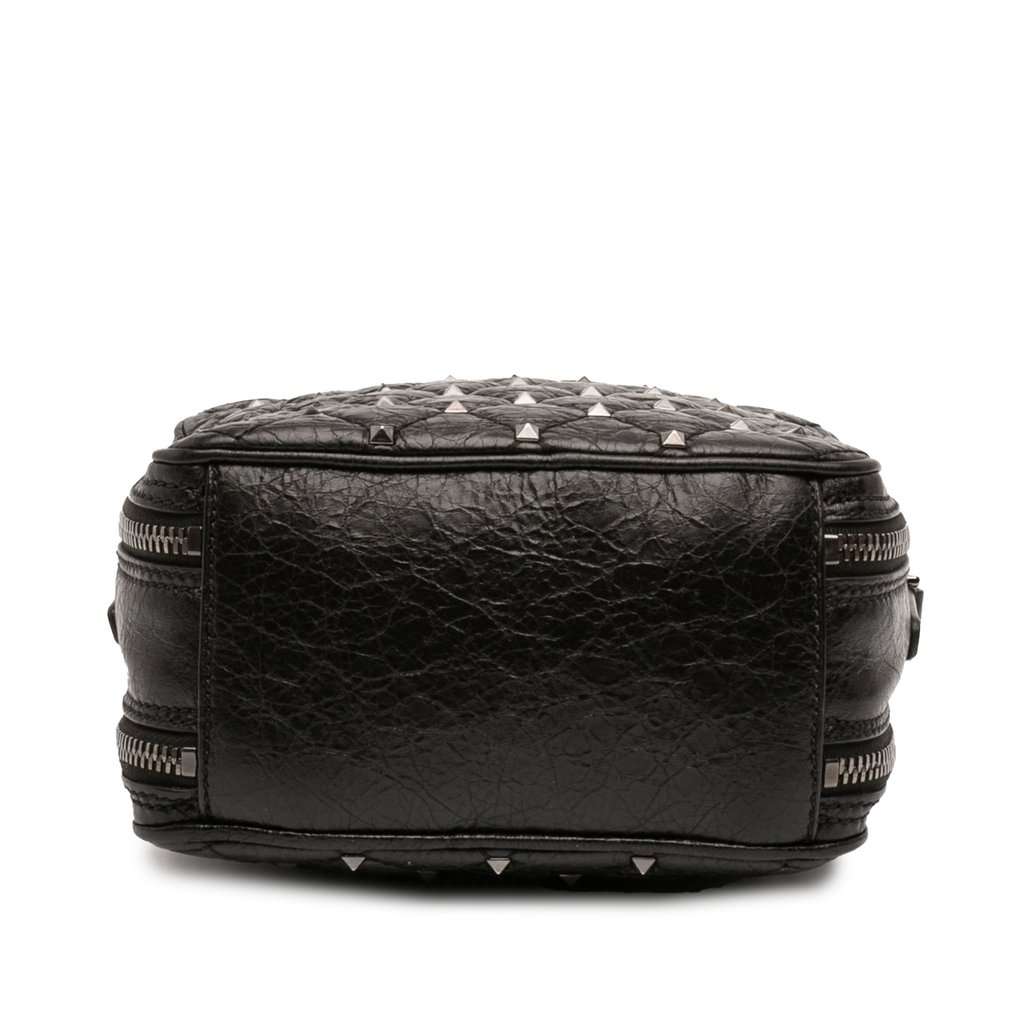 Valentino Quilted Crinkled Leather Rockstud Double Zip Camera Bag Black Leather Very good - Inside View