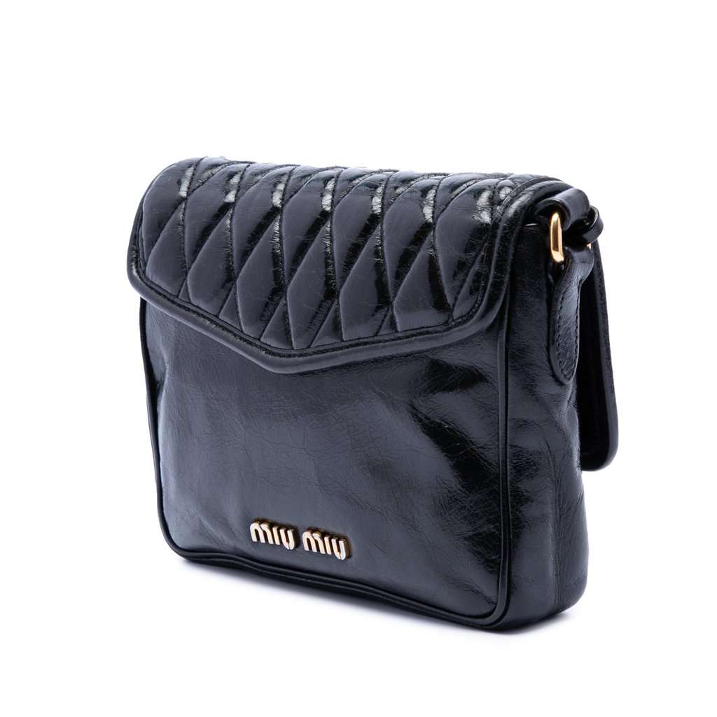 Miu Miu Vitello Shine Trapu Crossbody Black Leather Very good - Back View