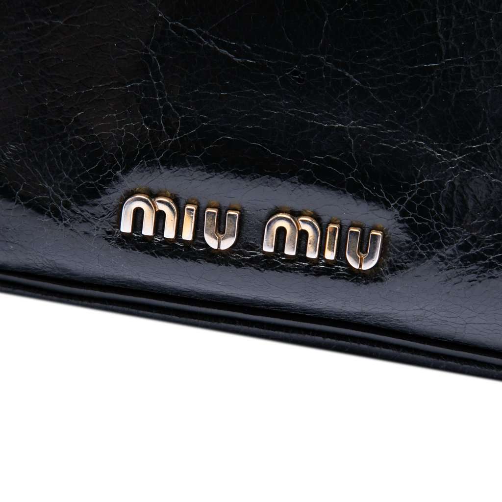 Miu Miu Vitello Shine Trapu Crossbody Black Leather Very good - Box View