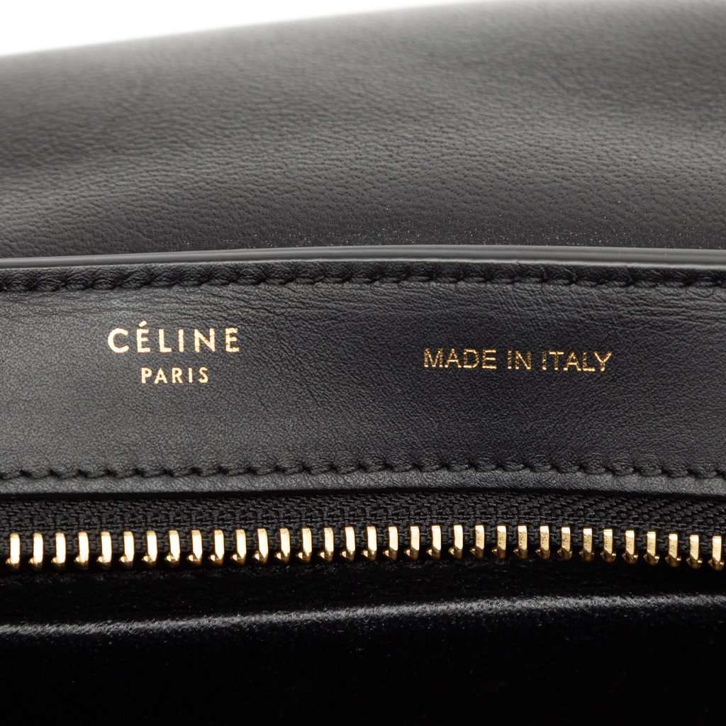 Celine Small Tricolor Leather Trapeze Satchel Black Leather Very good condition - Box View