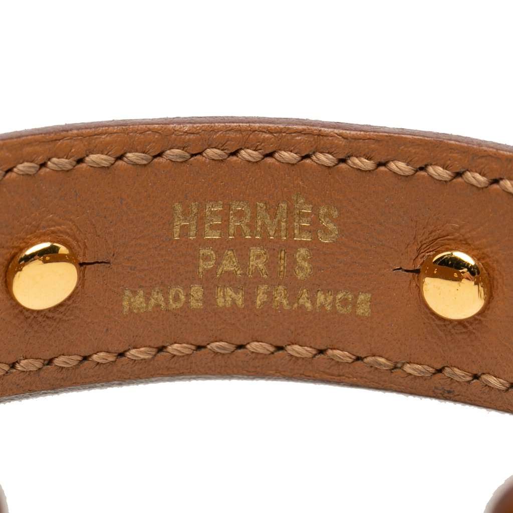 Hermès Leather and Gold Plated Chaine d Ancre Cuff Bracelet Brown Leather Very good - Model View